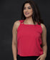 Hot Pink Sleeveless Braided Loop Chiffon Top