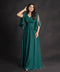 Green Front Slit Sleeve Flared Maxi