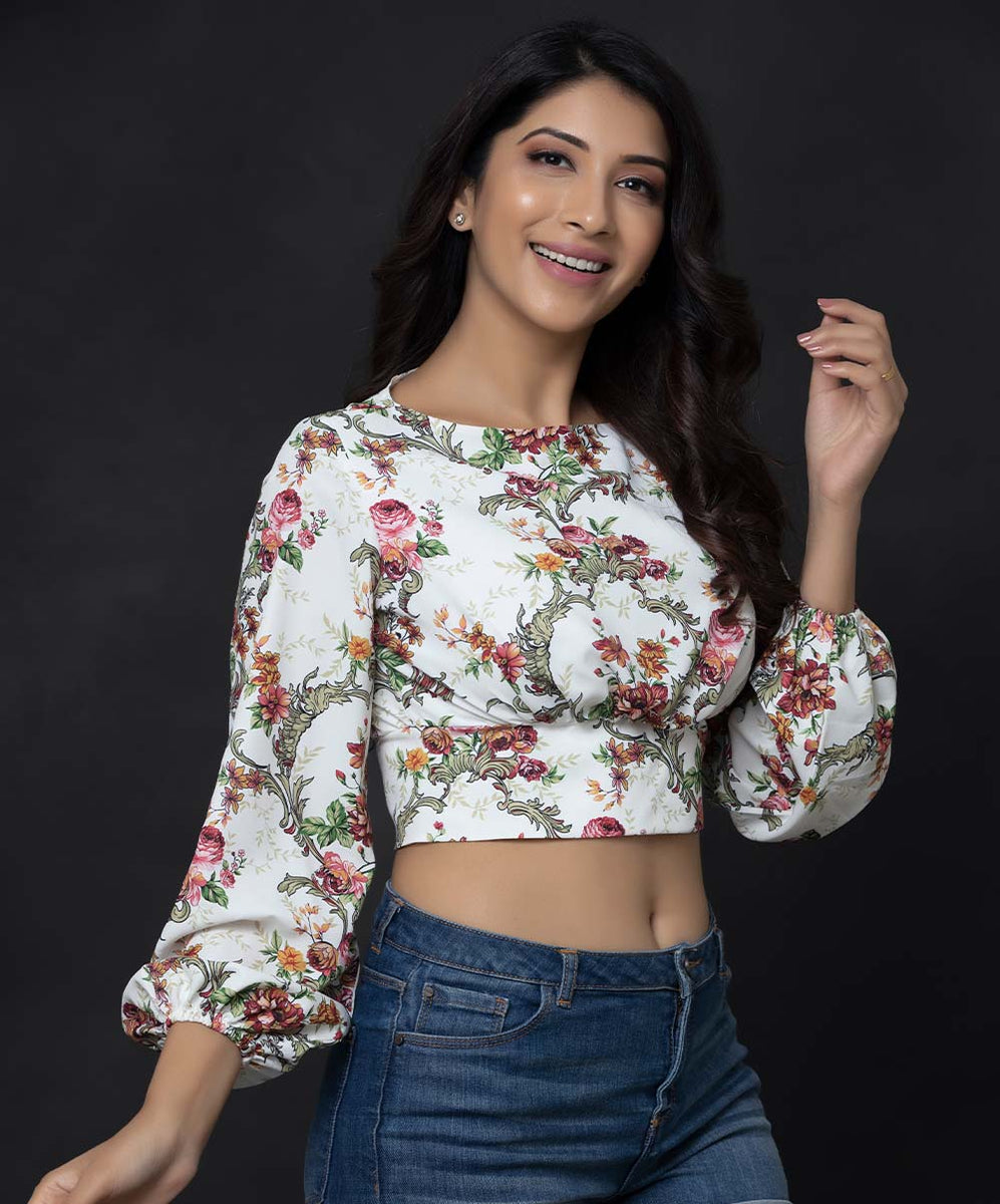Lazy Dog Puff Sleeve Crop Top main image 1