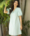 Deep Vneck Mini Linen Mint Dress