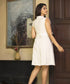 Center Front Neck Gathered Frill Linen Dress