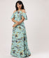 Blue Wind floral Cold Shoulder Maxi