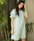 Deep Vneck Mini Linen Mint Dress