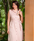 Pink Over Sleeved Linen Collared Mini Dress