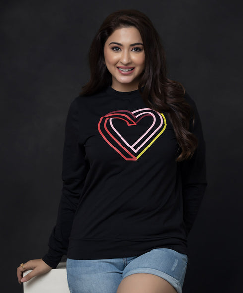 Heart Printed Long Sleeve T-shirt