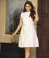 Center Front Neck Gathered Frill Linen Dress