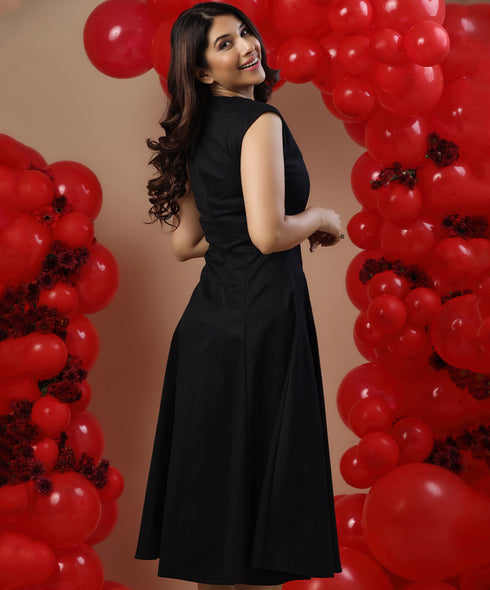 Waistless Princess Line Midi Dress