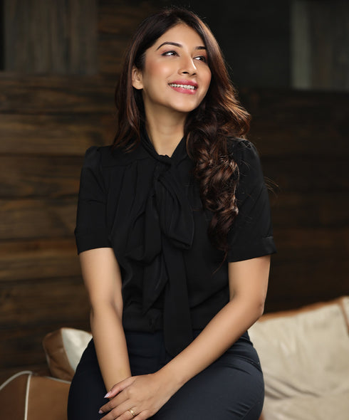 Front Bow Neck Tie Black Top