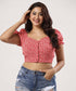 Puffed Sleeve Front Buttoned Crop Top