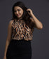 Natural Leopard Print Sleeveless Chiffon Top