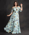 Blue Wind floral Cold Shoulder Maxi