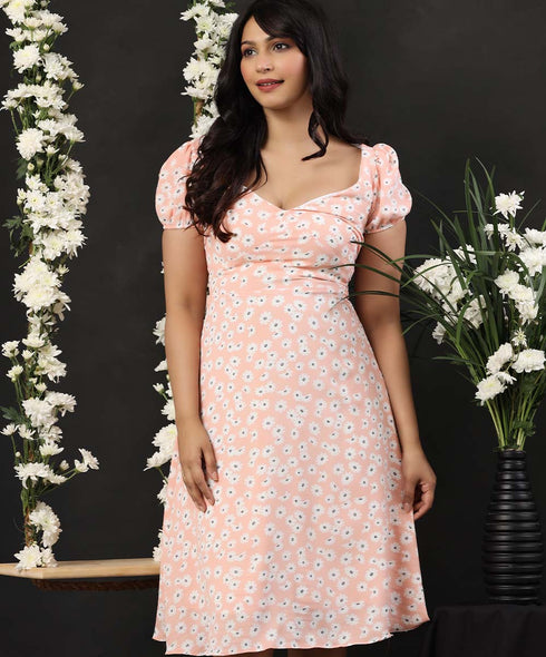 Reformation Deep Cut Pink Chiffon Dress