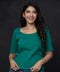Scoop Neck Green Rib T-shirt