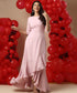 Frilled Side High Low Pink Maxi