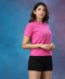 Rib Basic Crew Neck Hot-Pink Tshirt
