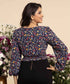 Bishop Sleeve Shirred Detail Floral Top