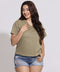 Vneck Oversized Crop Tshirt
