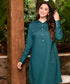 Teal Loose Fitted Shirt Linen Dress