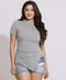 Side Gathered Crew Neck Gray Tshirt