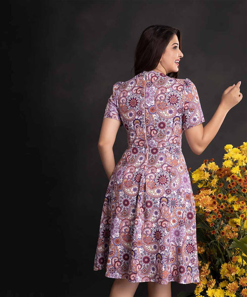 Mix Paisley Printed Bow Dress