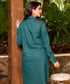 Teal Loose Fitted Shirt Linen Dress