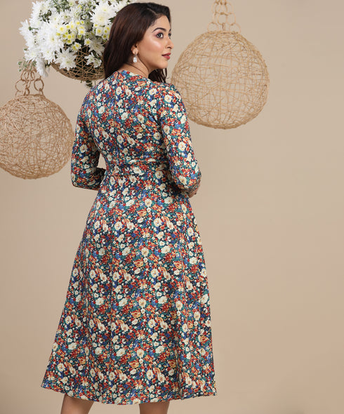 Side Pocket High Round Neck Dress