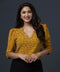 Mustard Neck Scallop Floral Top