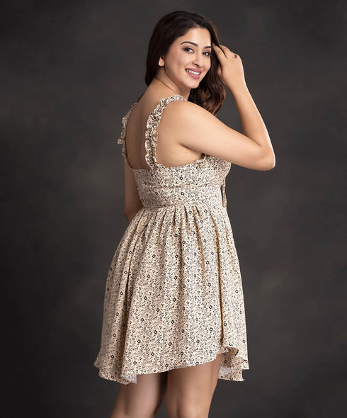 Side High Low Printed Cute Dress