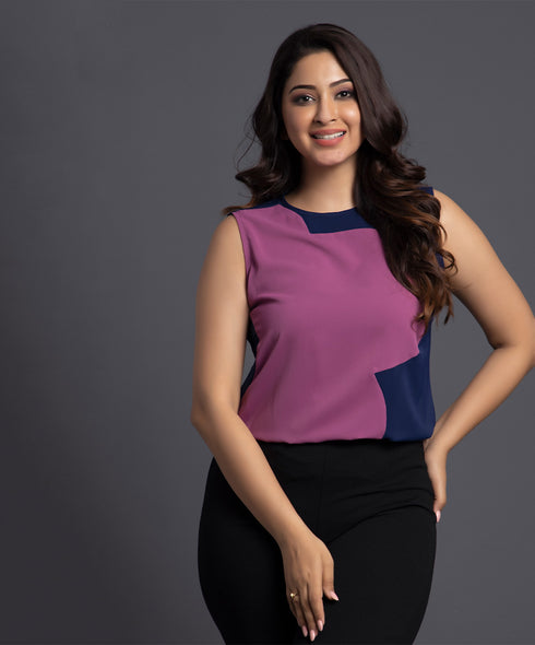 Purple And Blue Contrast Top