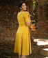 Mustard Vneck Waist Tie Linen Dress