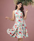Floral Printed Neck Gathered Dress