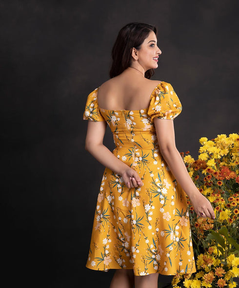 Mustard Button Base Dress