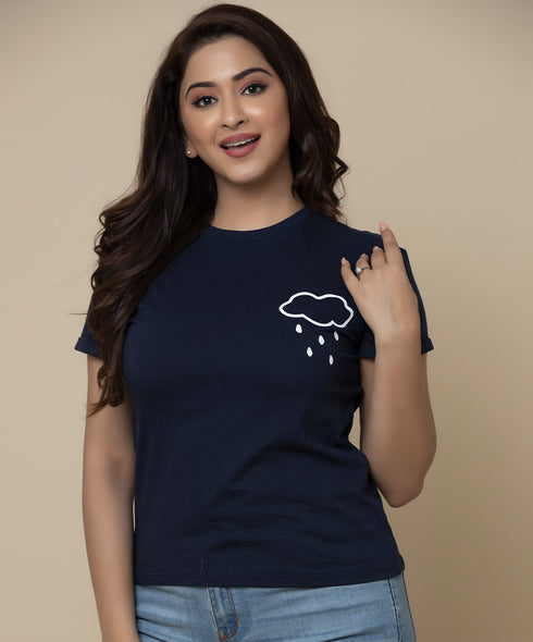 Pocket Size Cloud Printed T-shirt