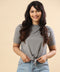 Front Tie Crop Cute Grey Tshirt