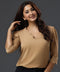 Scalloped Solid Light-Brown Top