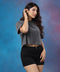 Drop Shoulder Solid Crop Grey Tee