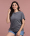 Gray Crew Loose Fit Sleeve Tshirt