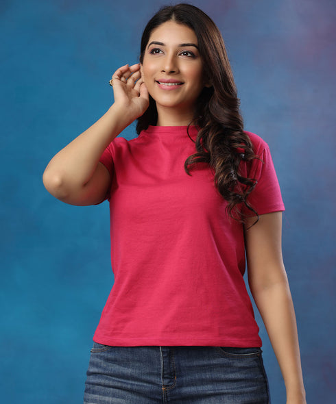 Basic Crew Neck Pink Tshirt