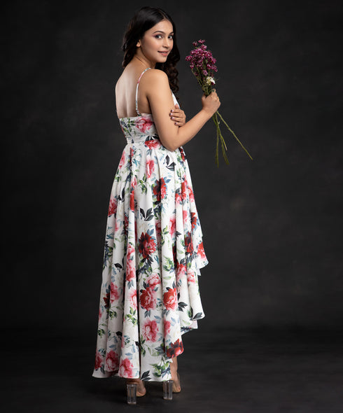 Vneck High Low Hem Cocktail Dress