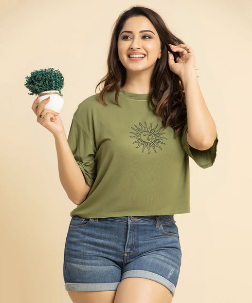 Sun Moon Merged Crop Tee