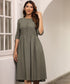 Half Shirt Buttoned Linen Dress