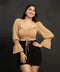 Chiffon Vcut Long Sleeve Crop Top