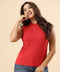 Crew Neck Solid Tank Red Tshirt
