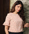 Floral Flounce Sleeve Pink Blouse