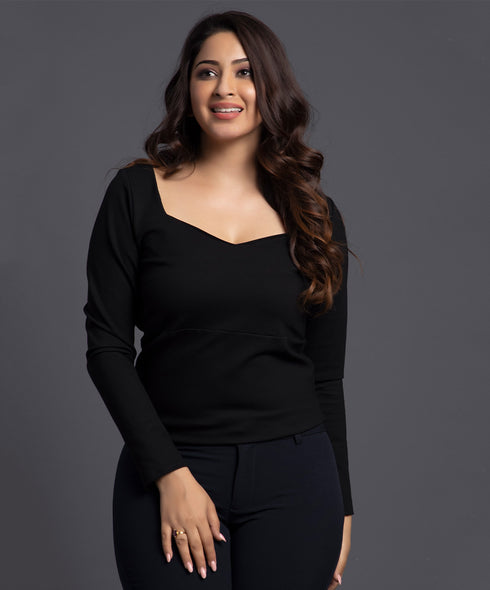 Long Sleeve Vneck Ponte Top