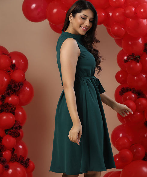 Sleeveless Front Buttoned Formal Dress