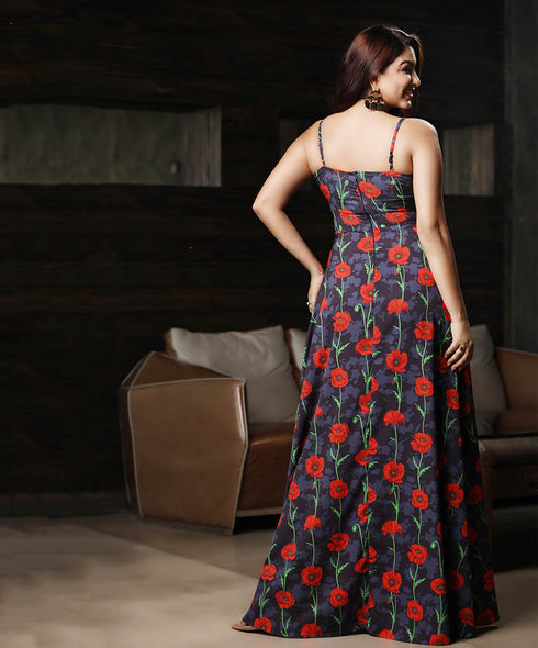 Vneck Floral Soft Printed Maxi Dress