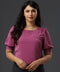 Neck Band Detailed Purple Chiffon Top