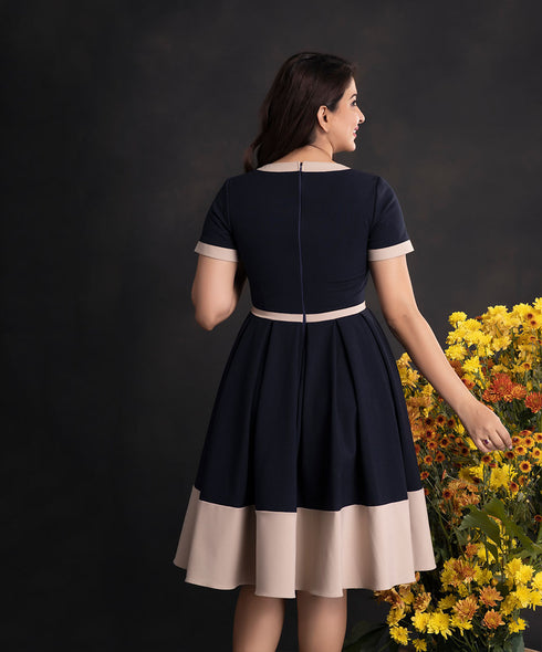 Border Pleated Dress