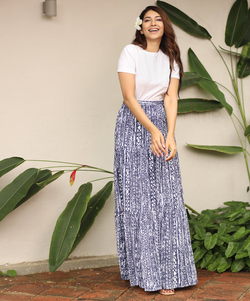 Four Tiered Printed Maxi Skirt